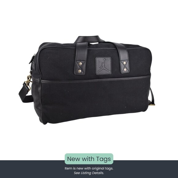 Jordan Brand x Cole Haan Black Canvas & Leather Weekender Duffel Bag - Picture 1 of 7